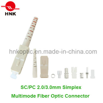 Sc PC 3.0mm Simplex Multimode Fiber Optic Connector